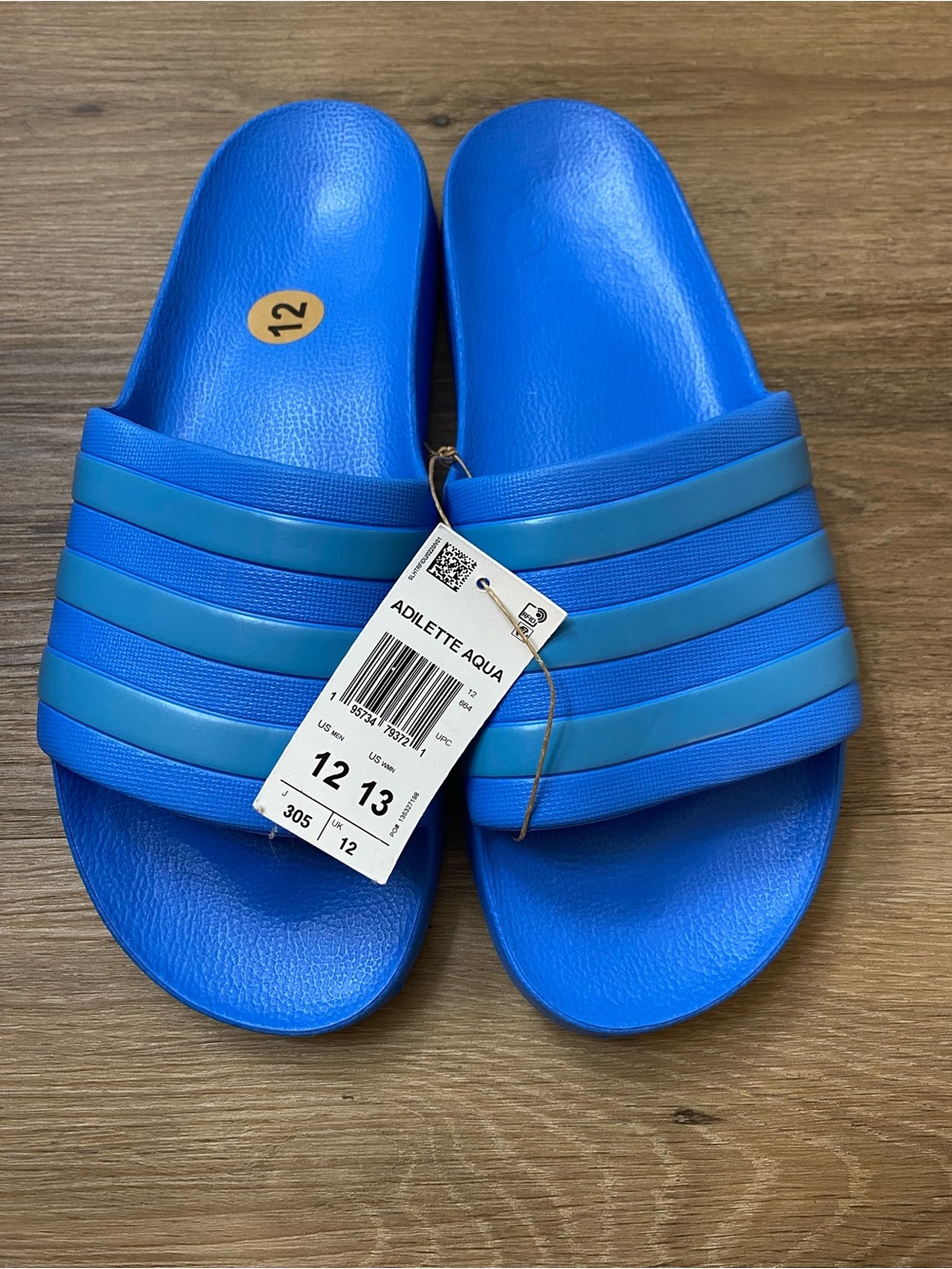 Adidas Adilette Aqua Men’s Size 12 Blue Slide Sandals Lightweight Comfort